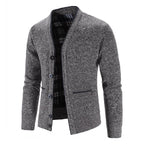 Knit Cardigan Men's V-Neck Button-Front Sweater Gray – Casual, Office, Holiday Gift