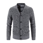 Knit Cardigan Men's V-Neck Button-Front Sweater Gray – Casual, Office, Holiday Gift