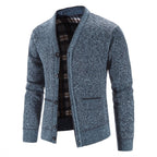 Knit Cardigan Men's V-Neck Button-Front Sweater Gray – Casual, Office, Holiday Gift