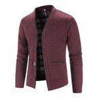 Knit Cardigan Men's V-Neck Button-Front Sweater Gray – Casual, Office, Holiday Gift