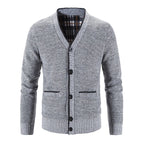 Knit Cardigan Men's V-Neck Button-Front Sweater Gray – Casual, Office, Holiday Gift
