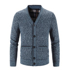Knit Cardigan Men's V-Neck Button-Front Sweater Gray – Casual, Office, Holiday Gift