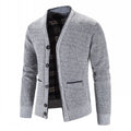 Knit Cardigan Men's V-Neck Button-Front Sweater Gray – Casual, Office, Holiday Gift