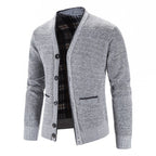 Knit Cardigan Men's V-Neck Button-Front Sweater Gray – Casual, Office, Holiday Gift
