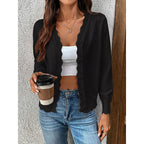 Knit Cardigan Scalloped Button-Front Women's Pink Long Sleeve Sweater – Casual, Office, Layering, Gift