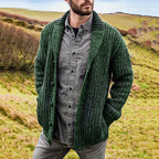 Knit Cardigan Shawl Collar Green Men's – Casual, Winter Layering Sweater Jacket for Everyday and Holiday Wear