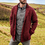 Knit Cardigan Shawl Collar Green Men's – Casual, Winter Layering Sweater Jacket for Everyday and Holiday Wear