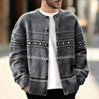 Knit Cardigan Sweater Men's Fair Isle Button Front Christmas Pattern – Casual, Holiday Gift