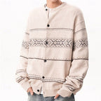 Knit Cardigan Sweater Men's Fair Isle Button Front Christmas Pattern – Casual, Holiday Gift