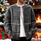 Knit Cardigan Sweater Men's Fair Isle Button Front Christmas Pattern – Casual, Holiday Gift