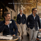 Knit Cardigan Sweater Men's Stand Collar Button-Up Navy Textured – Casual, Office, Gift