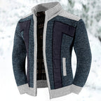 Knit Cardigan Sweater Men's Stand Collar Zip-Up Jacket with Chest Pocket – Casual, Office, Winter, Gift