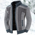 Knit Cardigan Sweater Men's Stand Collar Zip-Up Jacket with Chest Pocket – Casual, Office, Winter, Gift