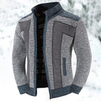 Knit Cardigan Sweater Men's Stand Collar Zip-Up Jacket with Chest Pocket – Casual, Office, Winter, Gift