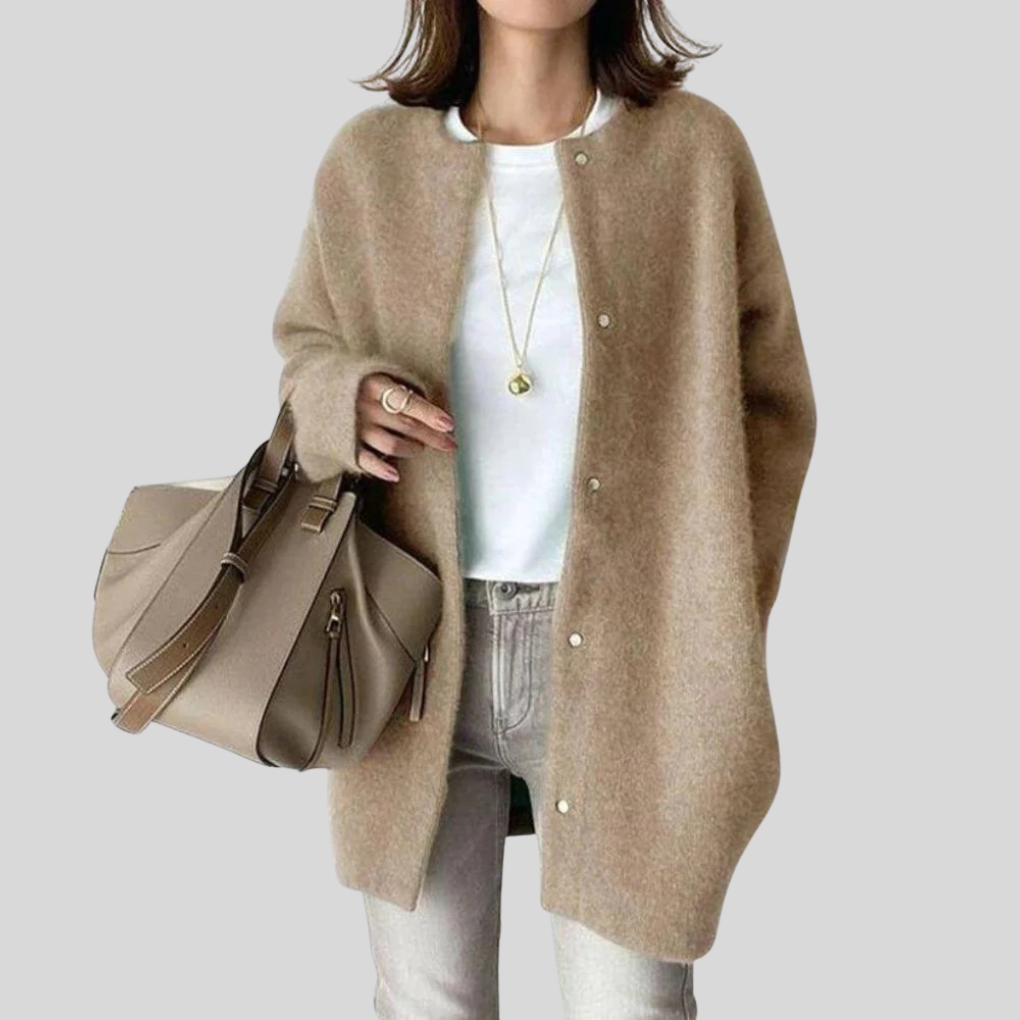 Knit Cardigan Women's Button-Front Oversized Sweater with Ribbed Cuffs – Casual, Office, Layering, Gift
