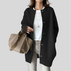 Knit Cardigan Women's Button-Front Oversized Sweater with Ribbed Cuffs – Casual, Office, Layering, Gift
