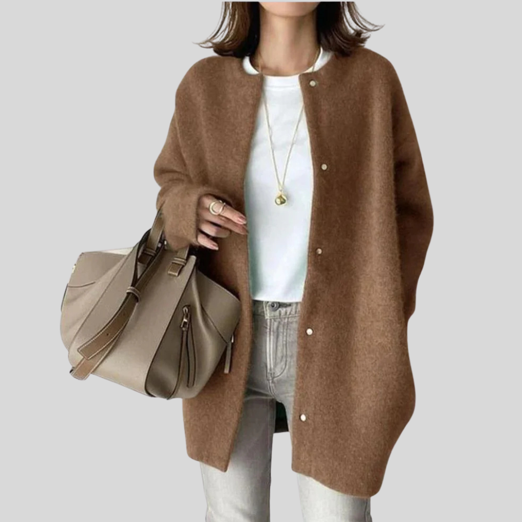 Knit Cardigan Women's Button-Front Oversized Sweater with Ribbed Cuffs – Casual, Office, Layering, Gift