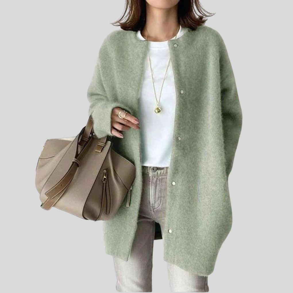 Knit Cardigan Women's Button-Front Oversized Sweater with Ribbed Cuffs – Casual, Office, Layering, Gift