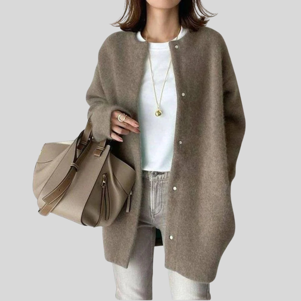 Knit Cardigan Women's Button-Front Oversized Sweater with Ribbed Cuffs – Casual, Office, Layering, Gift