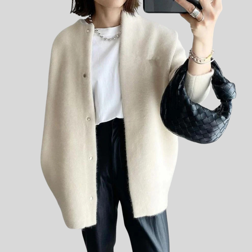 Knit Cardigan Women's Button-Front Oversized Sweater with Ribbed Cuffs – Casual, Office, Layering, Gift