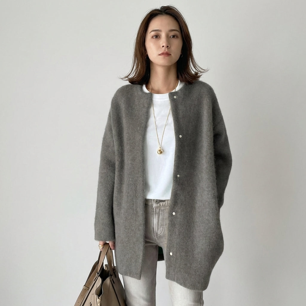 Knit Cardigan Women's Button-Front Oversized Sweater with Ribbed Cuffs – Casual, Office, Layering, Gift