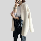 Knit Cardigan Women's Button-Front Oversized Sweater with Ribbed Cuffs – Casual, Office, Layering, Gift