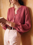 Knit Cardigan Women's Long Sleeve Round Neck Button-Up Sweater – Casual, Office · Faylori