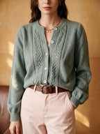 Knit Cardigan Women's Long Sleeve Round Neck Button-Up Sweater – Casual, Office · Faylori