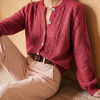 Knit Cardigan Women's Long Sleeve Round Neck Button-Up Sweater – Casual, Office · Faylori