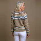 Knit Cardigan Women's Nordic Fair Isle Pattern Button-Front – Casual, Office · Faylori