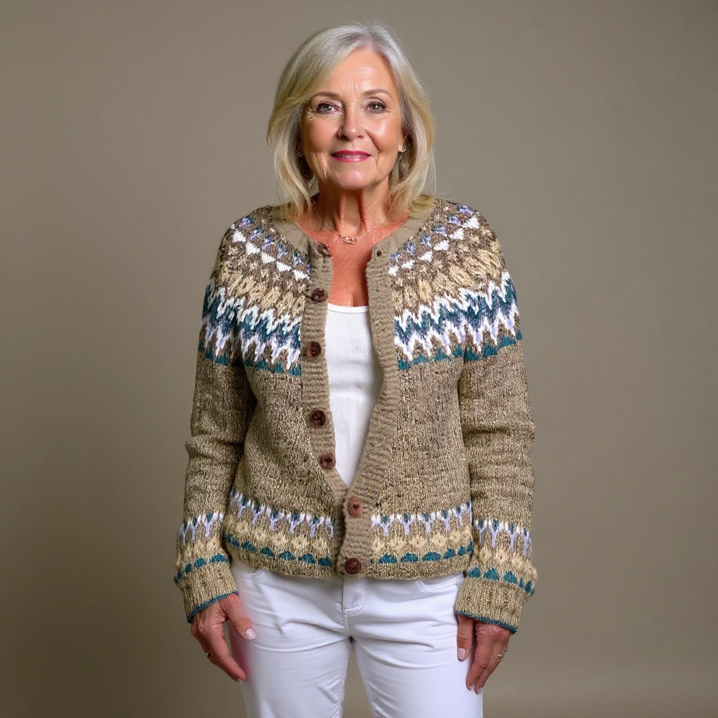 Knit Cardigan Women's Nordic Fair Isle Pattern Button-Front – Casual, Office · Faylori