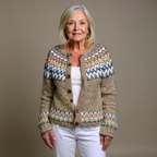 Knit Cardigan Women's Nordic Fair Isle Pattern Button-Front – Casual, Office · Faylori