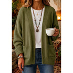 Knit Cardigan Women's Open Front Long Sleeve with Pockets – Casual, Office, Fall Layering, Gift