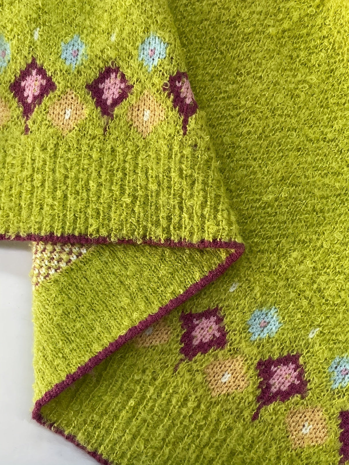 Knit Cardigan Women's V-Neck Button-Up Green Nordic Pattern Sweater – Casual, Layering