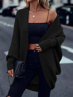 Knit Longline Cardigan Women's Open Front Batwing Sleeve Sweater – Casual, Layering, Gift