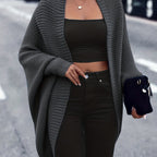 Knit Longline Cardigan Women's Open Front Batwing Sleeve Sweater – Casual, Layering, Gift