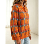 Knit Plaid Cardigan Women's Long Sleeve Button Collared Sweater – Casual, Office, Holiday, Gift