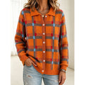 Knit Plaid Cardigan Women's Long Sleeve Button Collared Sweater – Casual, Office, Holiday, Gift