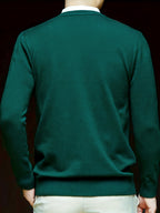 Knit Pullover Sweater Men's V-Neck Long Sleeve Red – Office, Casual, Layering, Gift