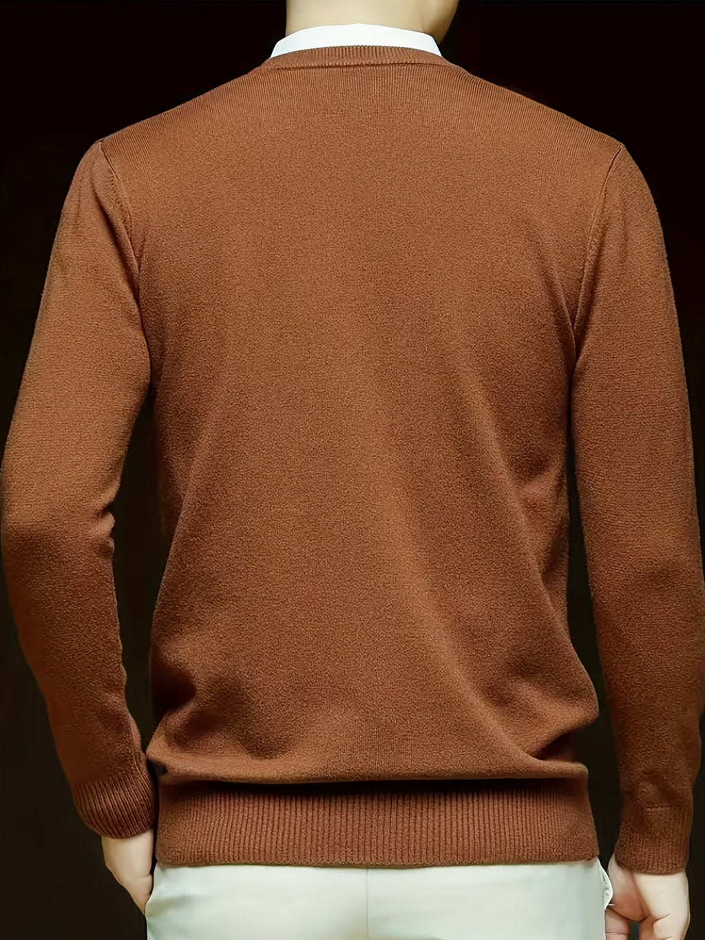 Knit Pullover Sweater Men's V-Neck Long Sleeve Red – Office, Casual, Layering, Gift