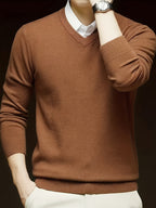 Knit Pullover Sweater Men's V-Neck Long Sleeve Red – Office, Casual, Layering, Gift