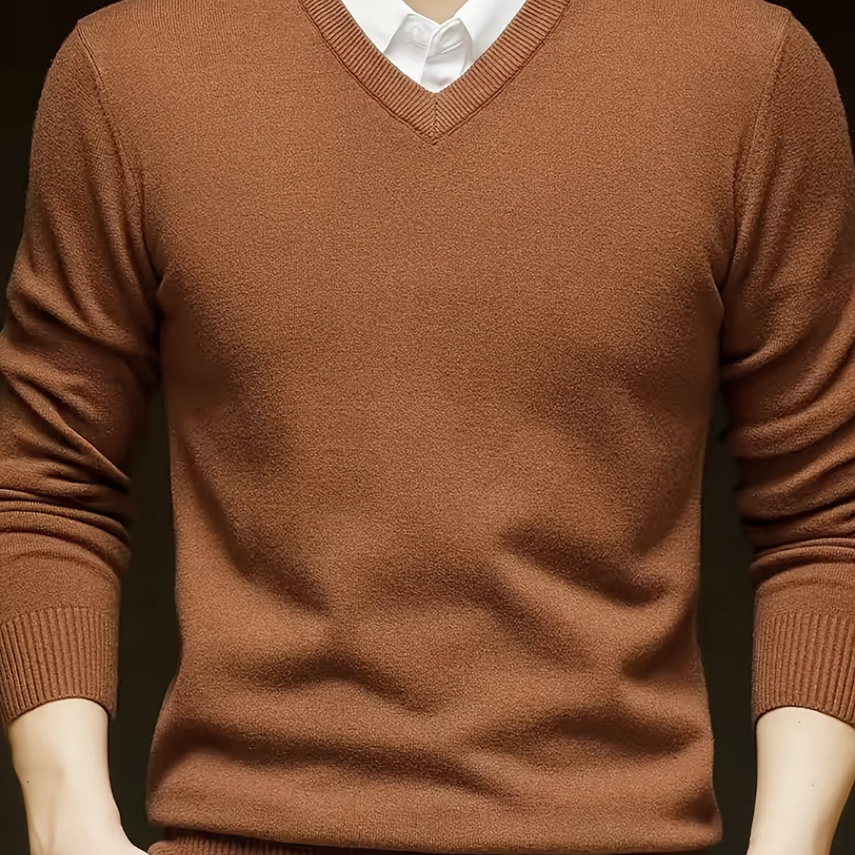 Knit Pullover Sweater Men's V-Neck Long Sleeve Red – Office, Casual, Layering, Gift