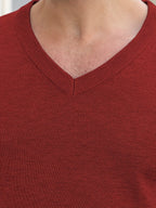 Knit Pullover Sweater Men's V-Neck Long Sleeve Red – Office, Casual, Layering, Gift