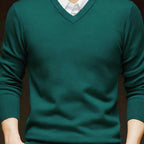 Knit Pullover Sweater Men's V-Neck Long Sleeve Red – Office, Casual, Layering, Gift