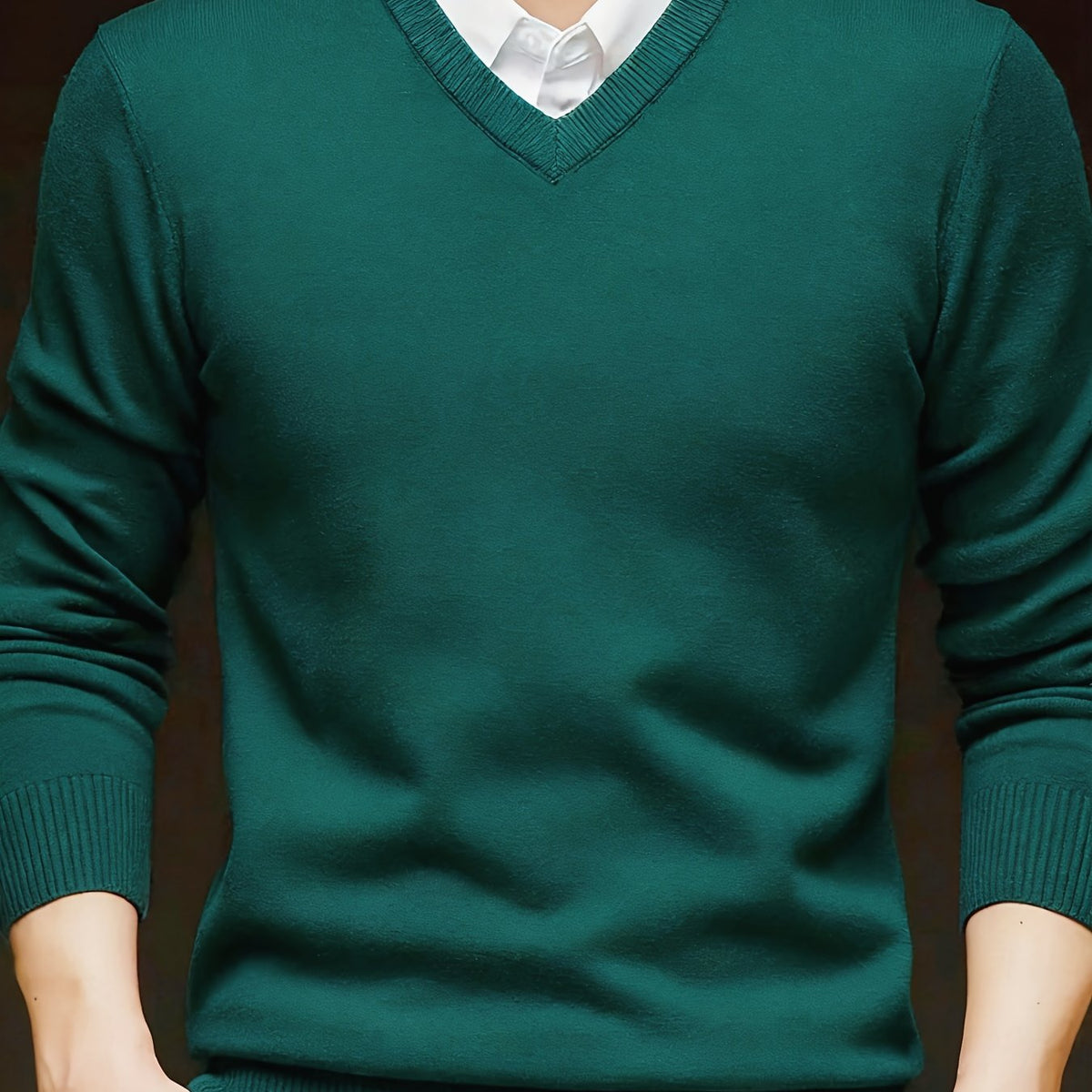 Knit Pullover Sweater Men's V-Neck Long Sleeve Red – Office, Casual, Layering, Gift