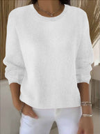 Knit Pullover Sweater Women's Yellow Crew Neck Long Sleeve Relaxed Fit – Casual, Office
