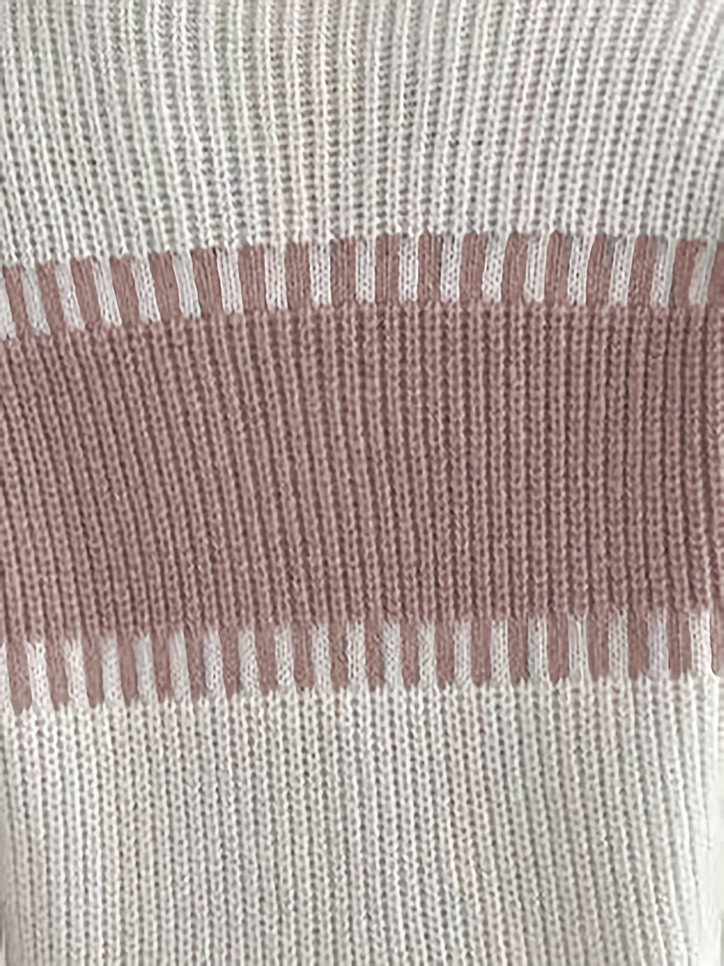 Knit Sweater Color-Block Striped Women's Ribbed Long Sleeve Pullover – Casual, Office