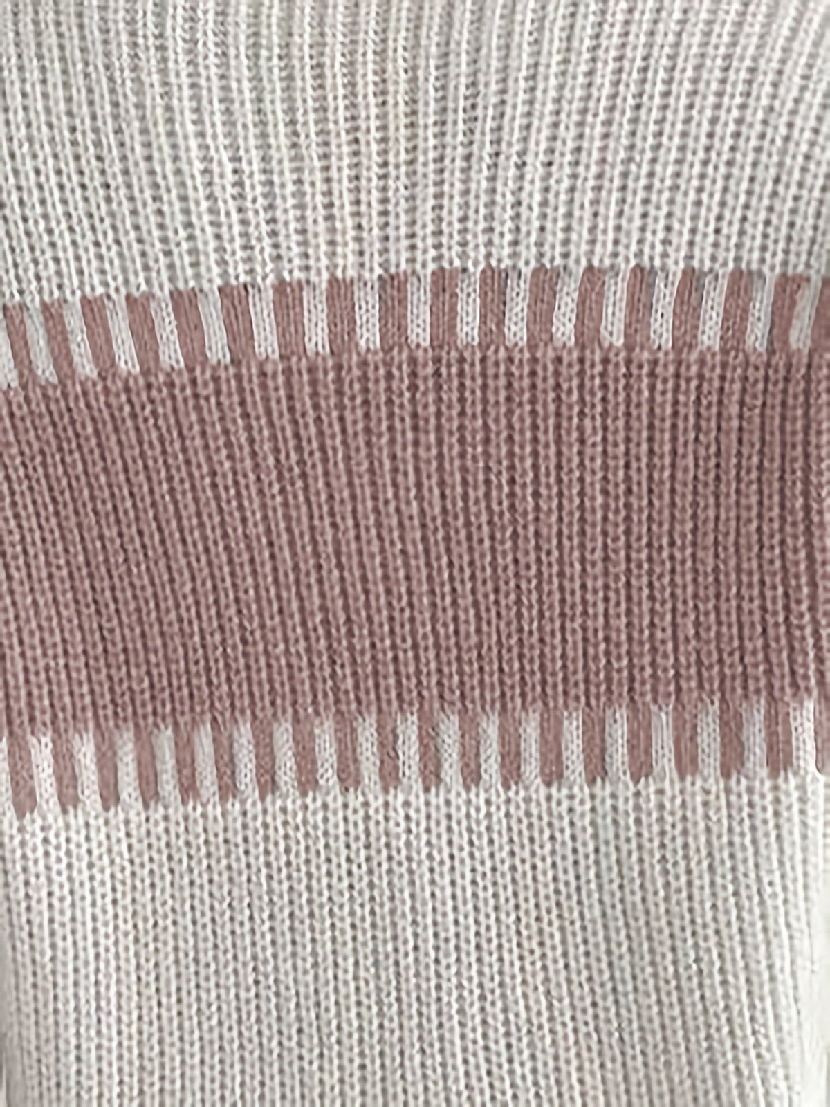 Knit Sweater Color-Block Striped Women's Ribbed Long Sleeve Pullover – Casual, Office