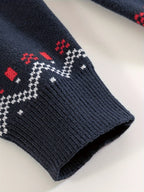 Knit Sweater Nordic Snowflake Pattern Crew Neck Men's Navy – Casual, Holiday, Gift
