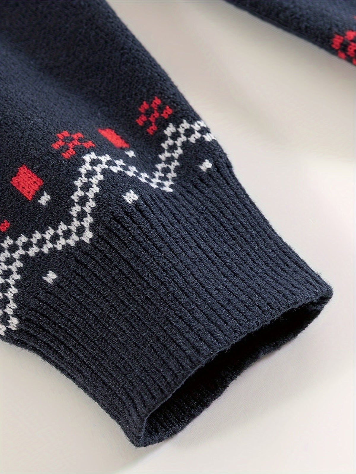 Knit Sweater Nordic Snowflake Pattern Crew Neck Men's Navy – Casual, Holiday, Gift